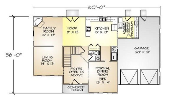 PMHI Springfield first floor plan with two story entry 
