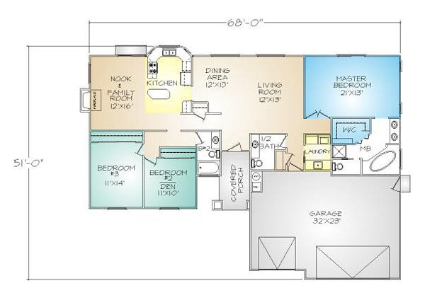 PMHI Laguna home floor plan with open space and huge master suite
