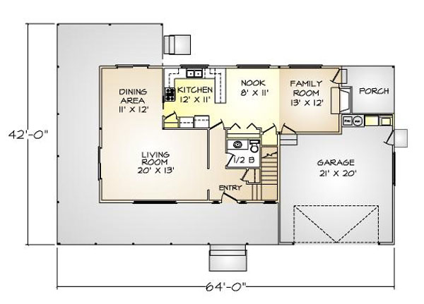 PMHI Woodbridge first floor plan with open space and huge covered porch