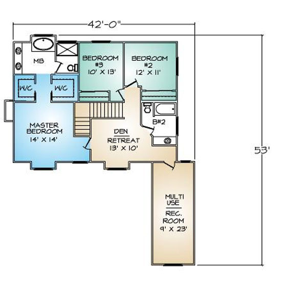 PMHI Manchester second floor plan with 3 bedrooms, retreat and bonus room