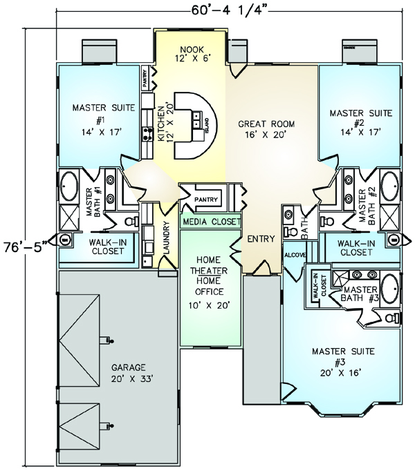 PMHI Murrieta home floor plan with e master suites, home theater and 3 car garage